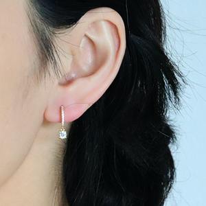 Pendientes de Aro Pequeños Minimalistas de Oro Rosa Sólido de 14K con Moissanita y Diamantes Tallados, Colgantes con Pavé, Joyería para Fiesta, Regalo - Product Image 6