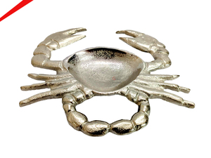 Plateau de service décoratif en forme de crabe argenté, plat de présentation original style côtier, centre de table pour servir fruits, noix et bonbons, pour la maison, l'hôtel et le restaurant - Product Image 1