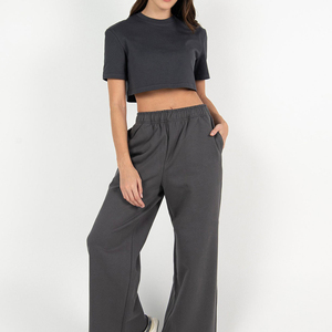 T-shirt court pour femme 100% coton, coupe ample, manches courtes, col rond, couleur unie, streetwear - Product Image 3