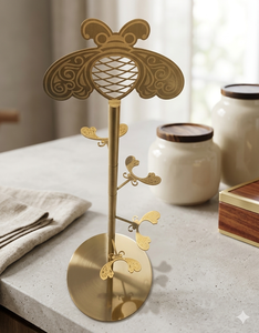 Gold Bee Margarita Beverage <b>Bottle</b> Stand Stainless Steel Cocktail Holder Reusable Bar <b>Rack</b> Standing Type Single American Style - Product Image 2
