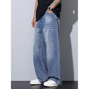 Men Fashion Vintage Wide Leg Jeans Oversized Loose Denim Pants <b>Hip</b> Hop Streetwear Wear - Product Image 6