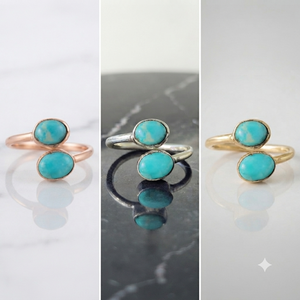 Mohave <b>Turquoise</b> Gemstone <b>Ring</b> 925 Silver Bezel Setting Bohemian Style Unisex Everyday Wear Gold Plated And Rose Gold Plated - Product Image 4