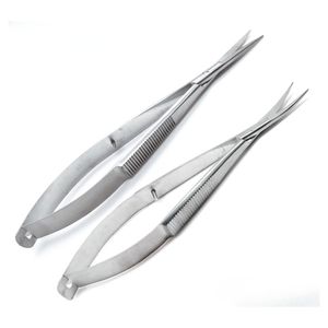 High Quality 2 Pcs Castroviejo Micro Scissors 4.5 Inch Straight Curved Ophthalmic Stainless Steel Eye Surgery Instruments - Product Image 1