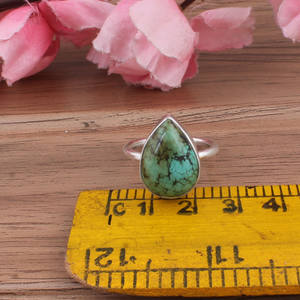 Bague ajustable pour femme en argent sterling 925, style classique, sertie d'une pierre précieuse turquoise naturelle en gros - Product Image 4