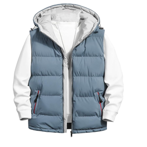 Gilet matelassé pour homme, nouveau modèle, prix de gros, gilet sans manches décontracté et chaud de couleur unie pour hommes - Product Image 2