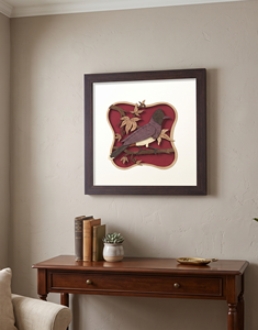 Veneer Wooden Carved Bird <b>Wall</b> Art Traditional Decor Living Room <b>Wall</b> <b>Mounted</b> Plant Pattern - Product Image 2