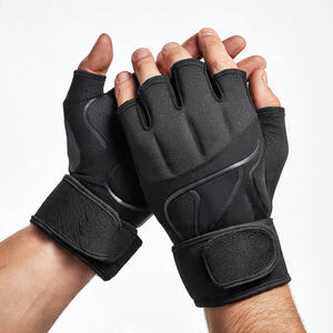 Guantes de Neopreno para Levantamiento de Pesas, Soporte para Muñeca, Guantes de Entrenamiento de Neopreno Resistentes, Guantes de Medio Dedo para Dominadas, Unisex - Product Image 1