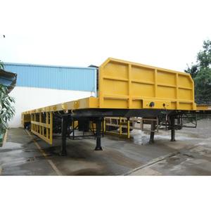 Remolque de Plataforma Plana de Tres Ejes para Carga a Granel, Remolque de Plataforma Plana de Acero Resistente para Transporte Industrial - Product Image 5