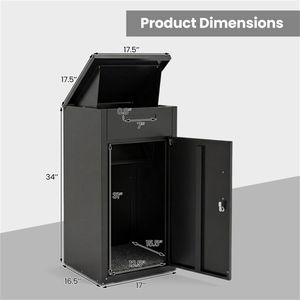 Cassetta Postale e Box per Consegna Pacchi 2-in-1 in Acciaio Zincato Nero con Serratura a Chiave per Uso Esterno - Product Image 4