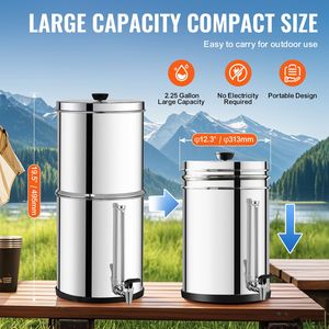 Sistema di filtraggio dell'acqua da banco in acciaio inossidabile 304 da 2,25G, alimentato a gravità, manuale, per camper, riduce il piombo del 9% - Product Image 5