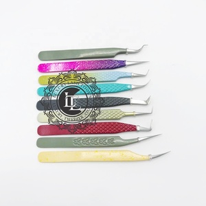 Pince à cils volume professionnelle de haute qualité Logo personnalisé Revêtement en poudre multiple Pointe argentée à pointe différente Couleurs variées - Product Image 3