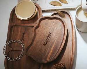 Plateaux de service en bois faits à la main, écologiques, au design solide, de forme ovale, taille personnalisée pour la présentation sur table - Product Image 5