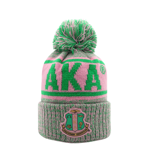 Conjunto de Bufanda y Gorro Rosa AKA, Gorro de Punto Rosa Gris con Bufanda a Juego, Conjunto de Regalo Cálido de Invierno con Bordado Verde para Mujer - Product Image 1