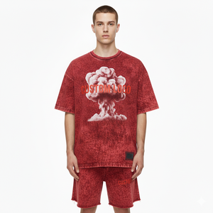 Fabricant OEM de tenues personnalisées pour hommes, ensemble de t-shirts 2 pièces, respirant, 100% coton, impression sérigraphique, streetwear en molleton - Product Image 1