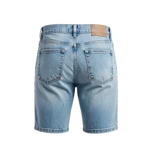 Shorts Bermuda Classiques Décontractés pour Hommes en Tissu Peigné Bleu Clair à Taille Mi-Haute et Élastique - Product Image 4