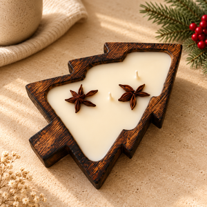 Bougie décorative artisanale moderne sans flamme, écologique, en cire de soja, parfumée, en forme de sapin de Noël, 40 Diwali - Product Image 1