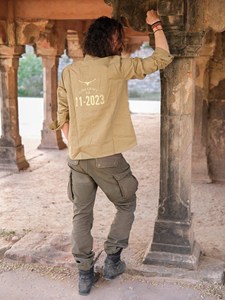 Premium Hand-Stitched <b>Men</b>’s Khaki Cotton Canvas <b>Utility</b> <b>Shirt</b> Artisanal Earthy Ochre Button-Down <b>Shirt</b> - Product Image 6