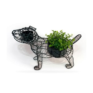 Hand Woven Iron Wire Dog Planter Black Powder Coated Removable Inner <b>Pot</b> Animal Garden Decor Plant <b>Pot</b> <b>Holder</b> for Balcony India - Product Image 4