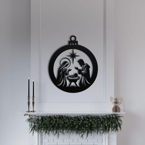 High Quality Metal Gold <b>Christmas</b> Decor Hanging Nativity Scene Eco-Friendly Durable Garden Decor Hanging Gold Nativity Scene - Product Image 2