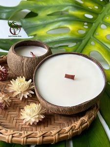 WHOLESALE NATURAL <b>COCONUT</b> <b>SHELL</b> SCENTED CANDLE <b>COCONUT</b> WAX FROM VIETNAM / WHOLESALE PRICE FOR NATURAL HIGH END CANDLE FOR RELAX - Product Image 2