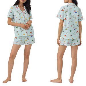 Customized Wholesale 100% Cotton Sleepwear Lounge Wear Women Loungewear Pajamas 2pcs/Set for Women With High Quality - Product Image 2