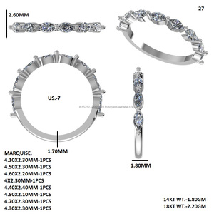 แหวนเพชรกลมสีทองทรงกลมทรงกลมบางเครื่องประดับสำหรับงานแต่งงาน - Product Image 6