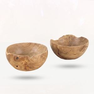 Bol en racine de teck massif fait main, bord naturel, récipient décoratif en bois, bol à fruits rustique, plat de service artisanal, centre de table en bois. - Product Image 2