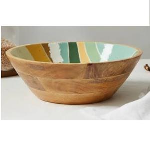 Tazón Grande de Madera de Mango con Esmalte Impreso, Tazón Profundo para Servir Comida y Ensaladas, Artículo de Cocina, Fabricantes de India - Product Image 4