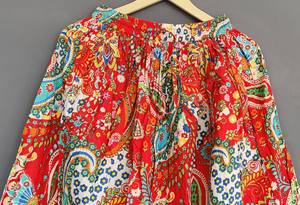 Jupe portefeuille bohème en coton pour femme – Longueur maxi faite à la main, imprimé floral coloré, respirante, grandes tailles - Product Image 3