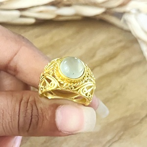 Unique Design Boho Butterfly Tribal Brass Prehnite <b>Ring</b> Women 18k Gold Plated Vintage <b>Statement</b> Wholesale/OEM/ODM Bohemian - Product Image 5