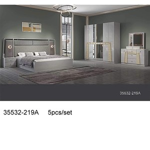 Modern Bedroom Set 35532-205D Full Size Wood Furniture With Lighted <b>Headboard</b> And <b>Mirror</b> Wardrobe - Product Image 5