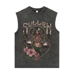 เสื้อแขนกุดสำหรับผู้ชายเสื้อกล้ามสำหรับผู้ชายเสื้อกล้ามสำหรับล้างเป็นกรดรุ่นเฮฟวีเวตพิมพ์ลาย - Product Image 2