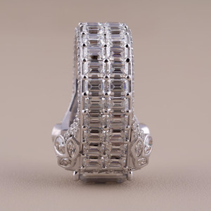 Emerald Cut Moissanite Diamond Icedout Style Engagement <b>Ring</b> 925 Sterling Silver Hip Hop <b>Ring</b> For <b>Man</b> Cluster Halo Handmade <b>Ring</b> - Product Image 4