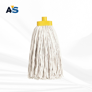 A&S Heavy Duty 250 Gram Multi Ply Cotton Yarn Socket Mop Head with 4 Color Clip Cut End Commercial Floor Cleaning Mop Refill - Product Image 4