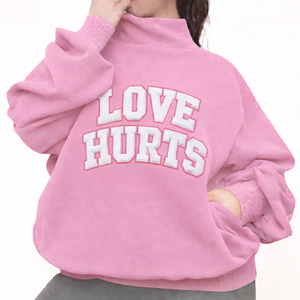 Women Oversized Long Mockneck Sweatshirt Soft Winter Pullover Loose Fit Casual Daily Wear <b>Top</b> with Front Logo - Product Image 4