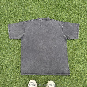 T-shirt personnalisé brodé en coton vieilli, coupe oversize, imprimé, respirant, pour homme, style vintage, vente en gros, été - Product Image 6