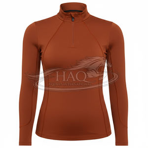 Haut de base léger et extensible en tissu rafraîchissant pour l'équitation féminine – Vêtement d'équitation pour l'entraînement équestre - Product Image 1