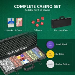 Set di 500 Fiches da Poker in Argilla da 14 Grammi, Valigetta in Alluminio, Stile Monte Carlo 40mm, in ABS Ceramico, Include Carte, Bottone Dealer e 5 Dadi - Product Image 4