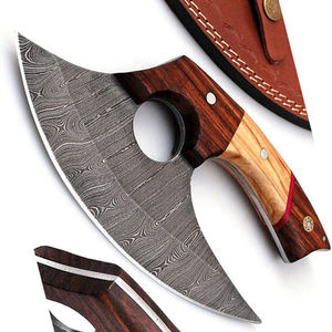 Couteau à pizza industriel personnalisé en acier Damas forgé, outil de cuisine personnalisé avec manche en bois pour découper la viande - Product Image 2