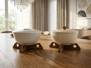 Natural Wooden Crossed Bowl Stand, Foldable Wood Bowl Holder for Kitchen Dining Table Home Decor - Product Image 5