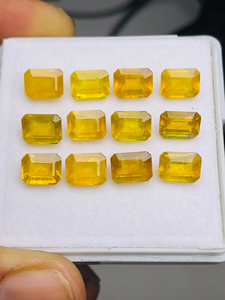 Saphir Jaune Naturel Taille Émeraude 9*7mm Qualité AAA Pierres Précieuses pour la Fabrication de Bijoux Superbe Lustre Prix Abordable - Product Image 2