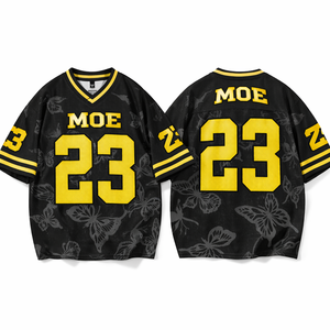 Camiseta de Fútbol Americano de Malla Personalizada de Secado Rápido, Cuello en V, Estampado de Mariposa por Sublimación, Ropa Deportiva de Gran Tamaño, Producción OEM - Product Image 1