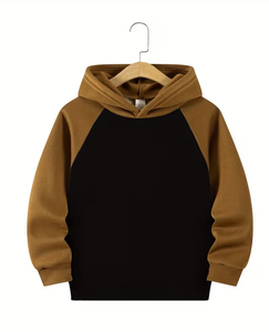 Gray Black Hooded Polyester Fleece Breathable Custom Printed Sweatshirt for Children Casual Winter Wear Knitted Raglan Sleeve - Product Image 5
