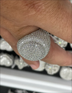 Bague de cocktail glamour en forme de boule, micro-pavée de zircone cubique, en argent sterling 925 massif plaqué, bijoux de fête unisexe - Product Image 4