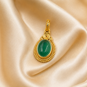 Colgante Artesanal Ovalado de Ónix Verde con Engaste de Plata de Ley 925, Collar Vintage Chapado en Oro Rosa - Product Image 3