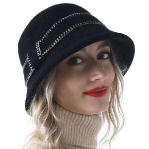 Women Elegant Winter Wool Bucket Hat - Product Image 1