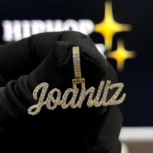 Colgante con Nombre Personalizado, Plata de Ley 925, Chapado en Oro, Moissanita VVS, Letra en Script, Collar Hip Hop Personalizado - Product Image 6
