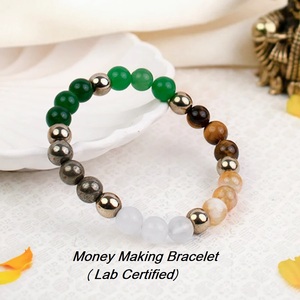 Pulsera de Aleación de Zinc con Cuentas de Piedra Natural, Abalorio Redondo de Colores Mezclados, Elástica, Unisex, Joyería para Muñeca, Regalo - Product Image 2