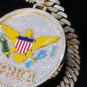 จี้รูปทรงกลมแบบสั่งทำได้ สไตล์ฮิปฮอป ชุบทองคำสีกุหลาบ จี้โลโก้ชื่อสองชั้น เครื่องประดับคุณภาพดี - Product Image 2