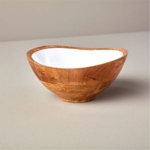 Bol de service rustique fait main en bois d'acacia et de manguier, décoratif et cannelé, pour la maison, la cuisine, l'hôtel, la décoration de table - Product Image 6